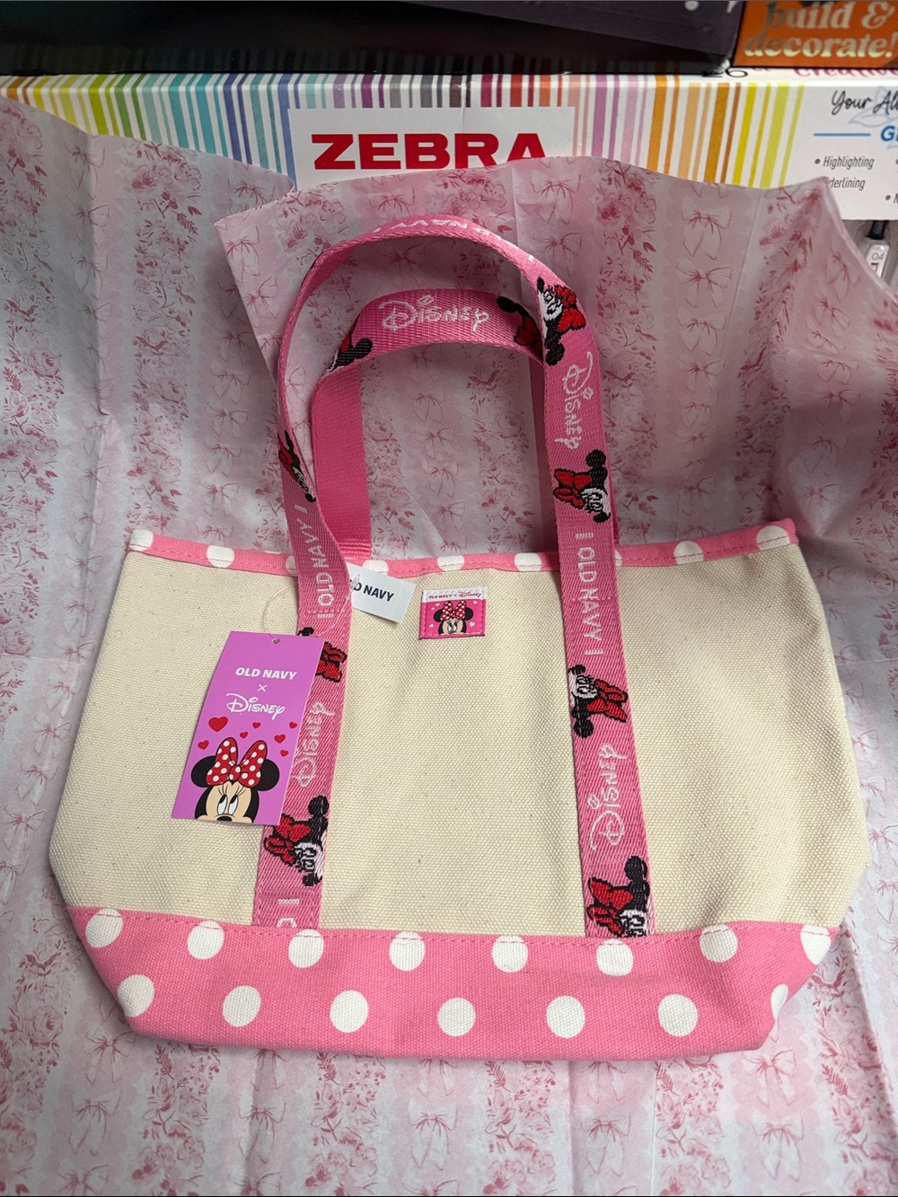 Old Navy x Disney Small Tote Bag Minnie Mouse Themed - NEW w/tags